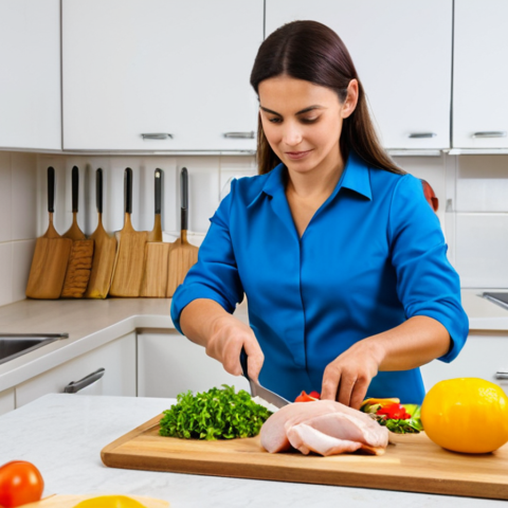 식품위생과 식품안전의 차이 - Safe Food Handling in a Spanish Kitchen**

"A clean, bright Spanish kitchen with a woman, fully clot...