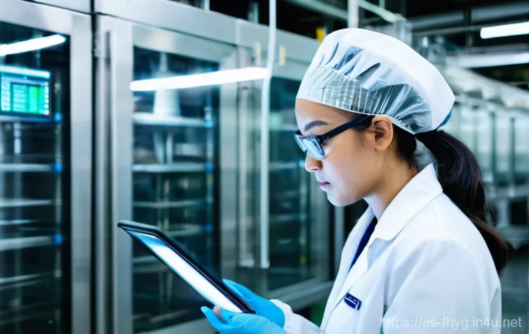 식품위생관리사 경력 개발 플랜 - **Prompt:** "A highly focused female food safety expert in her late 30s, dressed in a pristine white...